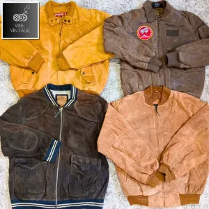 90s VINTAGE SUEDE BOMBER JACKETS (UNISEX) - 8 PCS