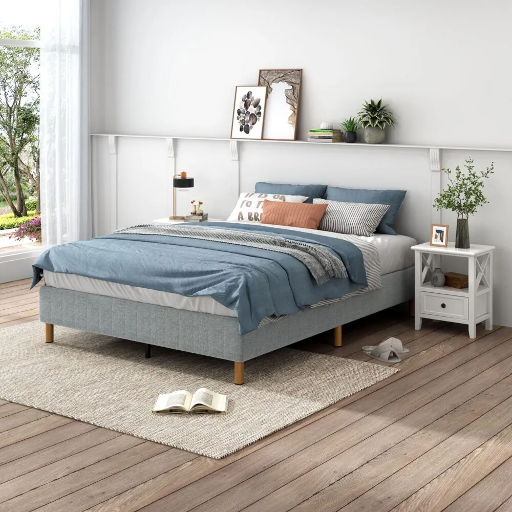Alex Single Metal Bed Base Light Grey