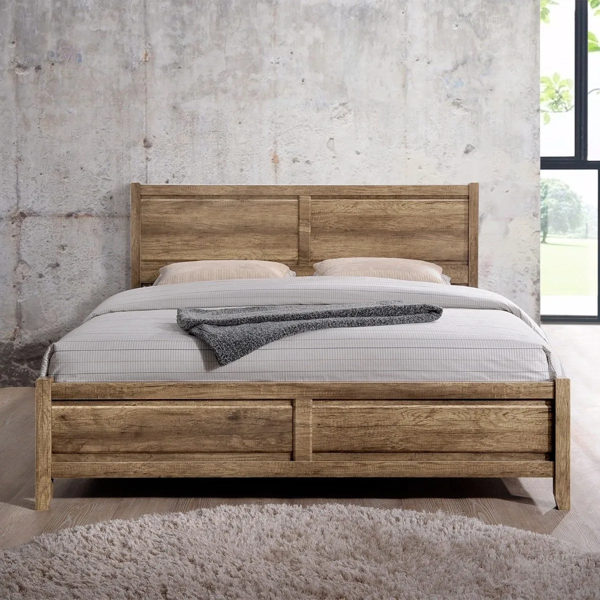 Alice Wooden Double Bed Frame Base Oak