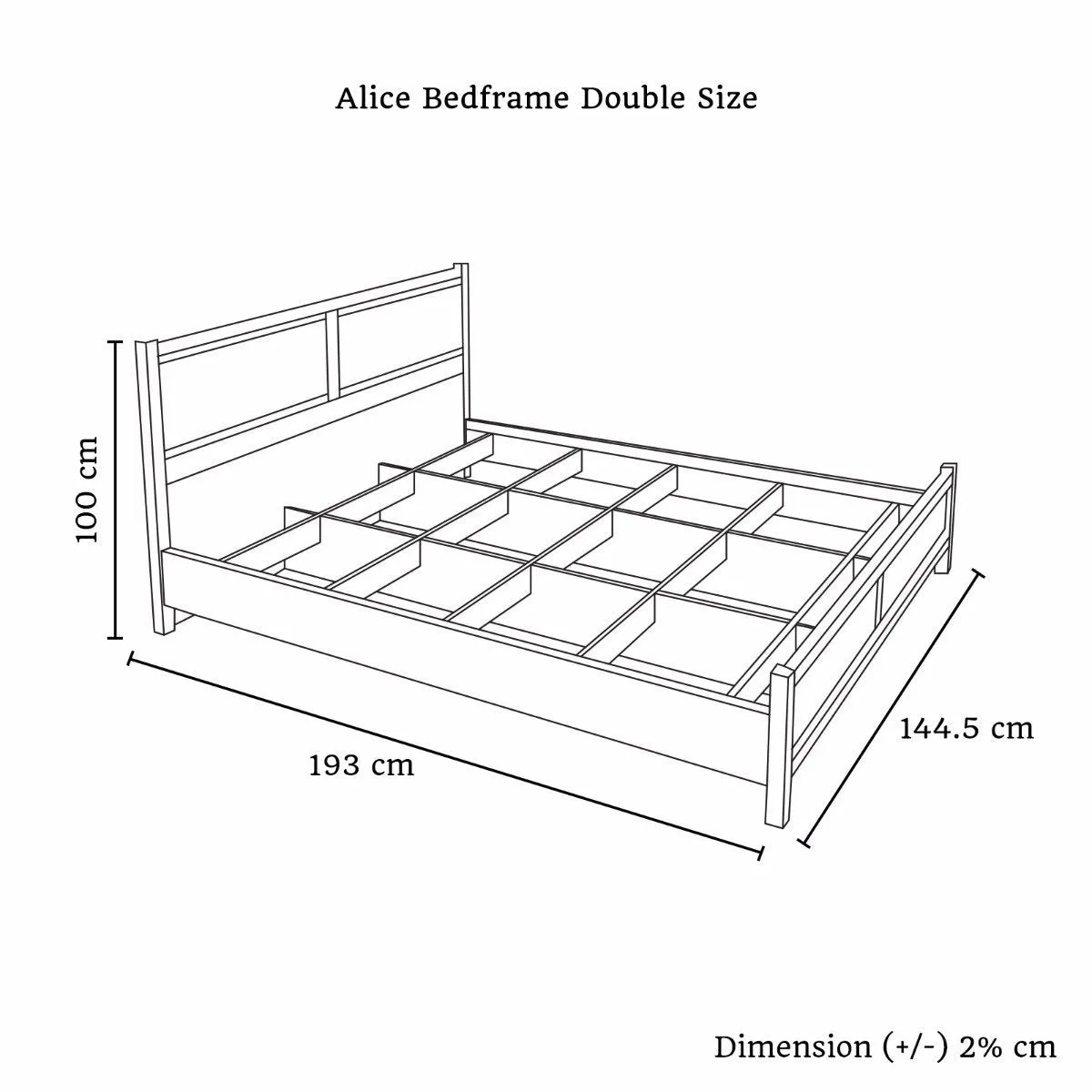 Alice Wooden Double Bed Frame Base Oak