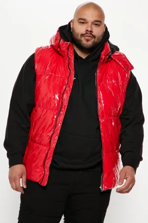 Almost There Hooded Puffer Vest - Red