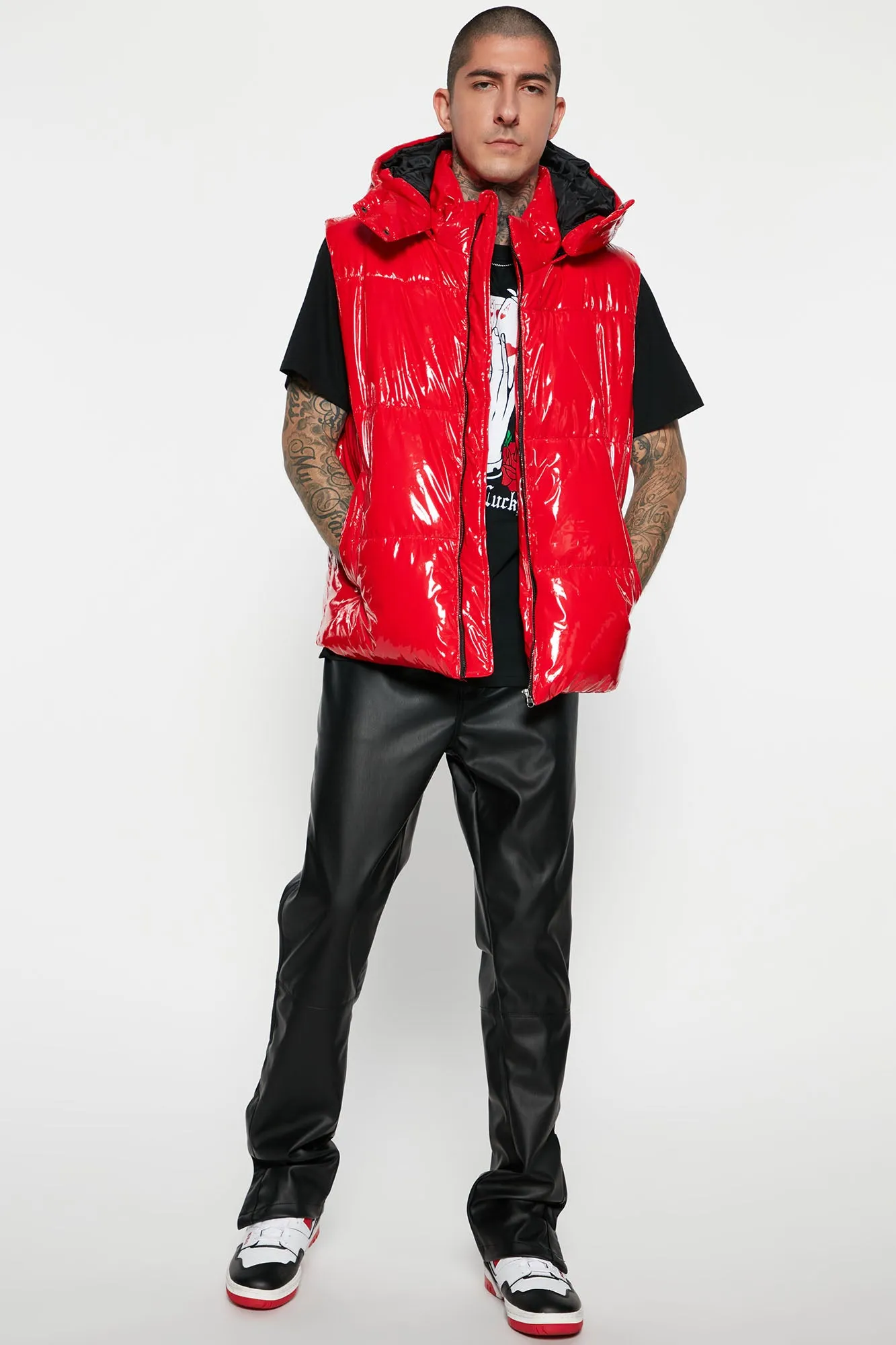 Almost There Hooded Puffer Vest - Red