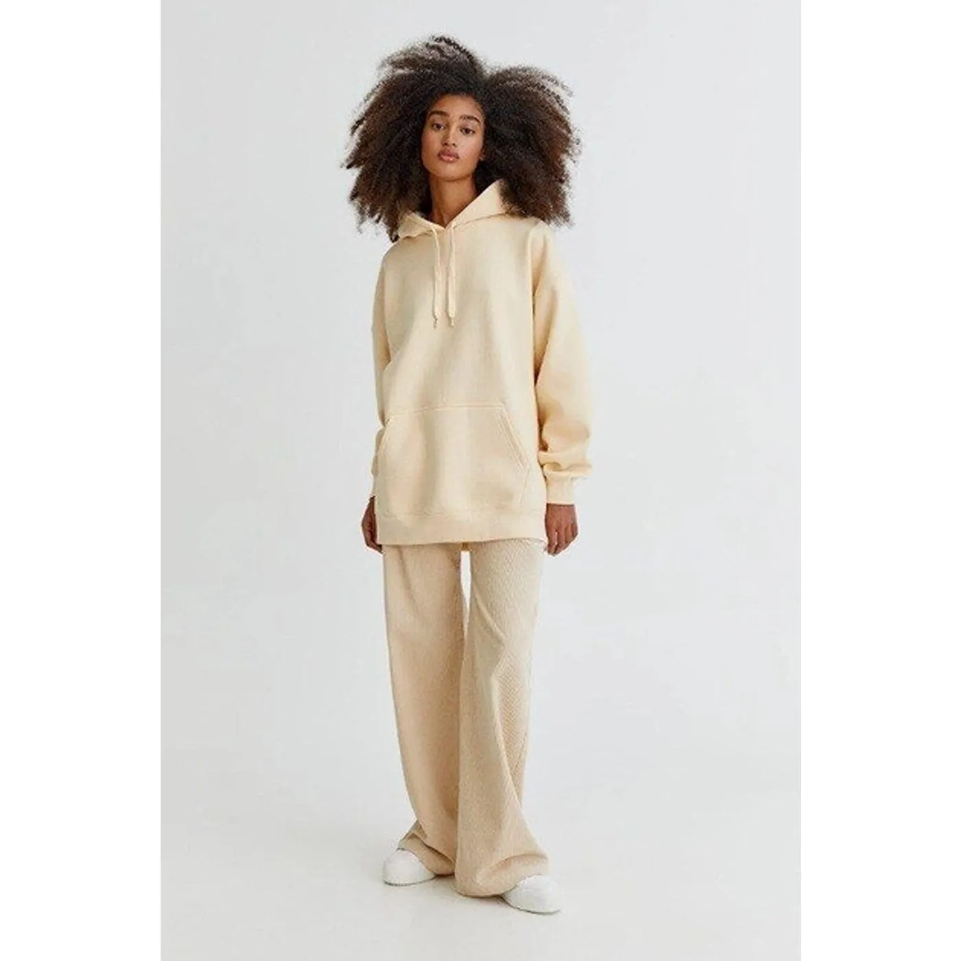 Beige Basic Oversized Hoodie