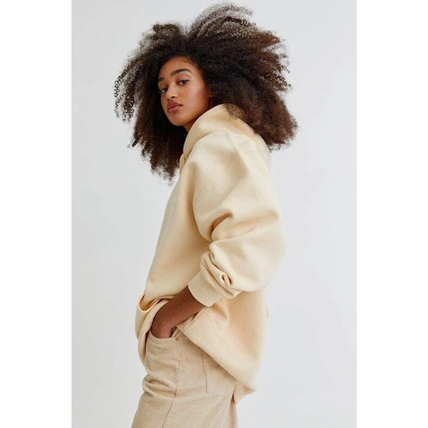 Beige Basic Oversized Hoodie