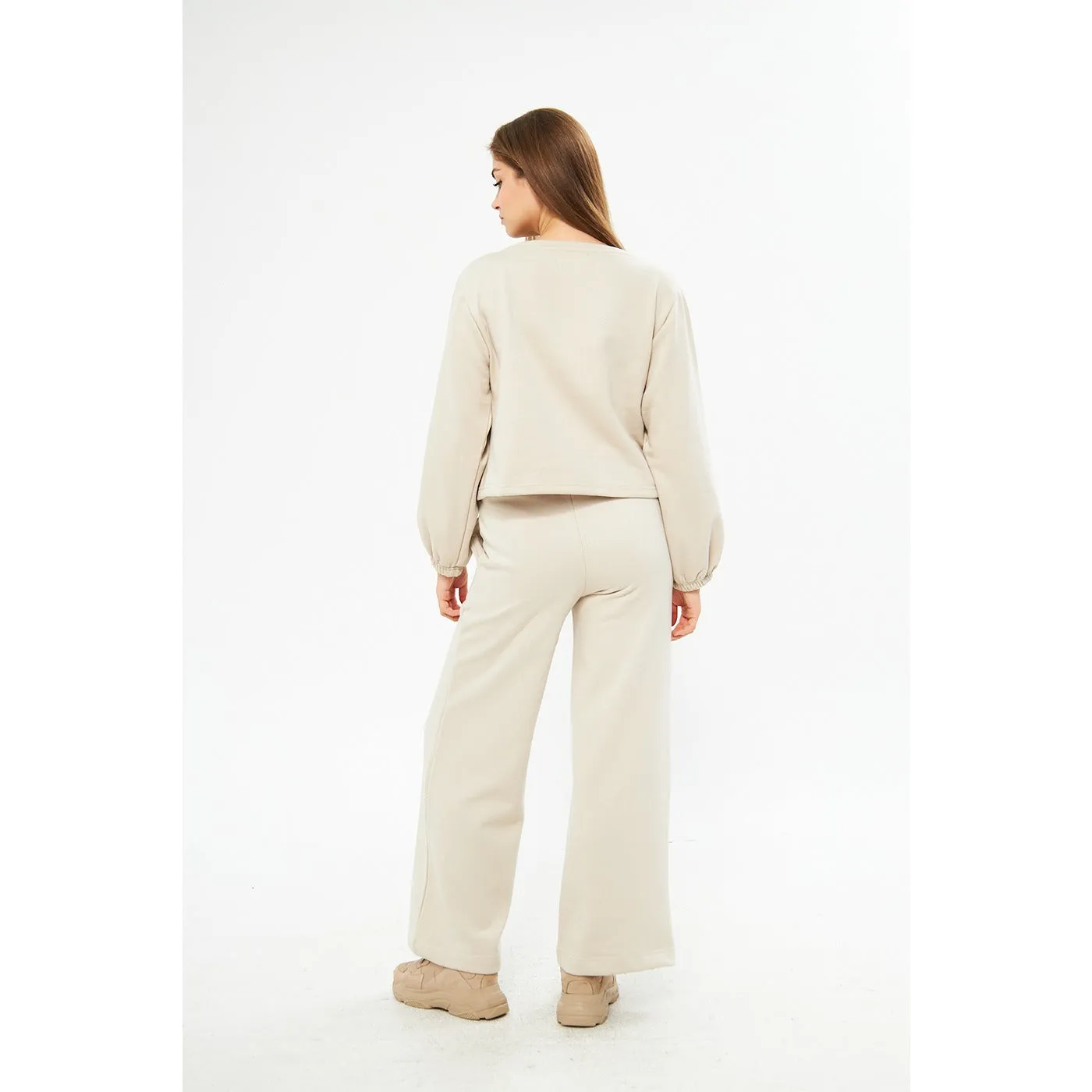 Beige Boatneck Oversized Sweatshirt