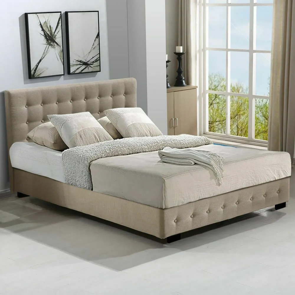 Bendigo Double Size Gas Lift Storage Bed Frame Beige