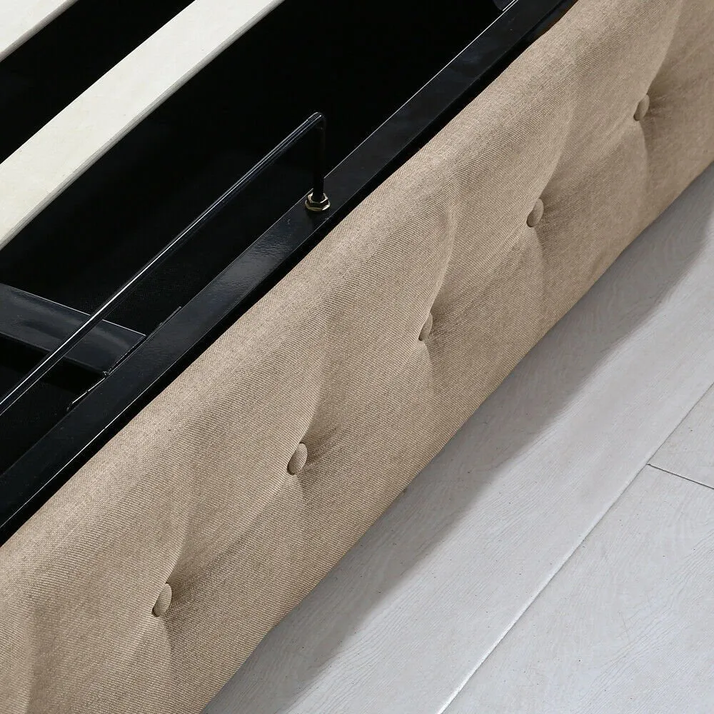 Bendigo Double Size Gas Lift Storage Bed Frame Beige
