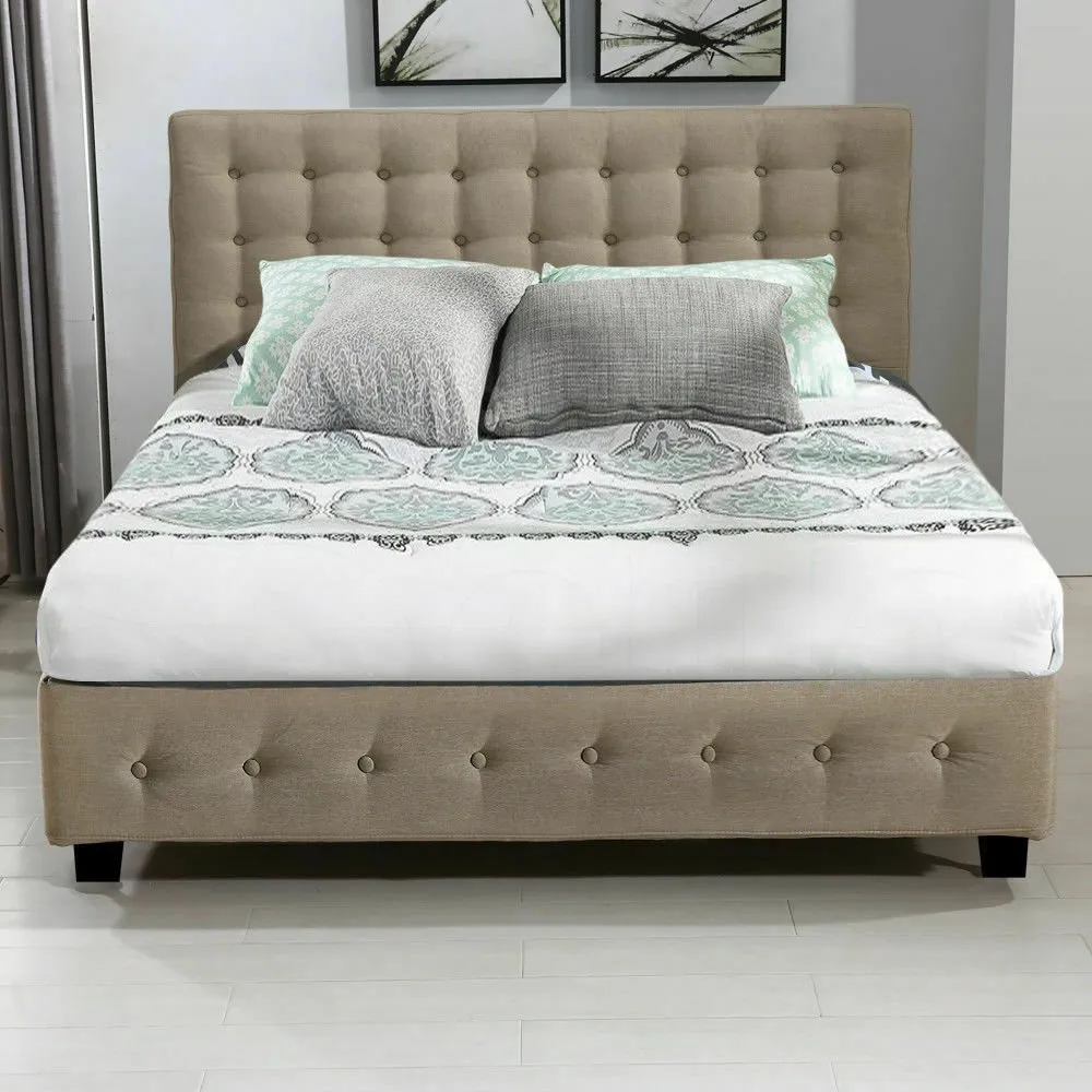 Bendigo Double Size Gas Lift Storage Bed Frame Beige