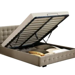 Bendigo Double Size Gas Lift Storage Bed Frame Beige