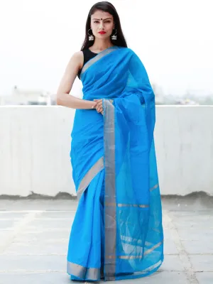 Blue Handloom Mangalagiri Cotton Saree With Zari Border - S031703858