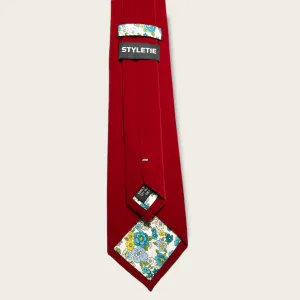 Burgundy Velvet Floral Tie