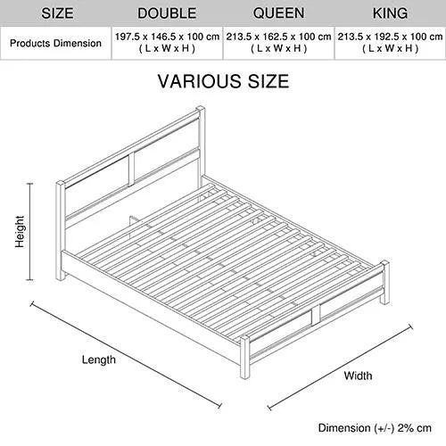 Cielo Wooden Double Bed Frame Oak Natural