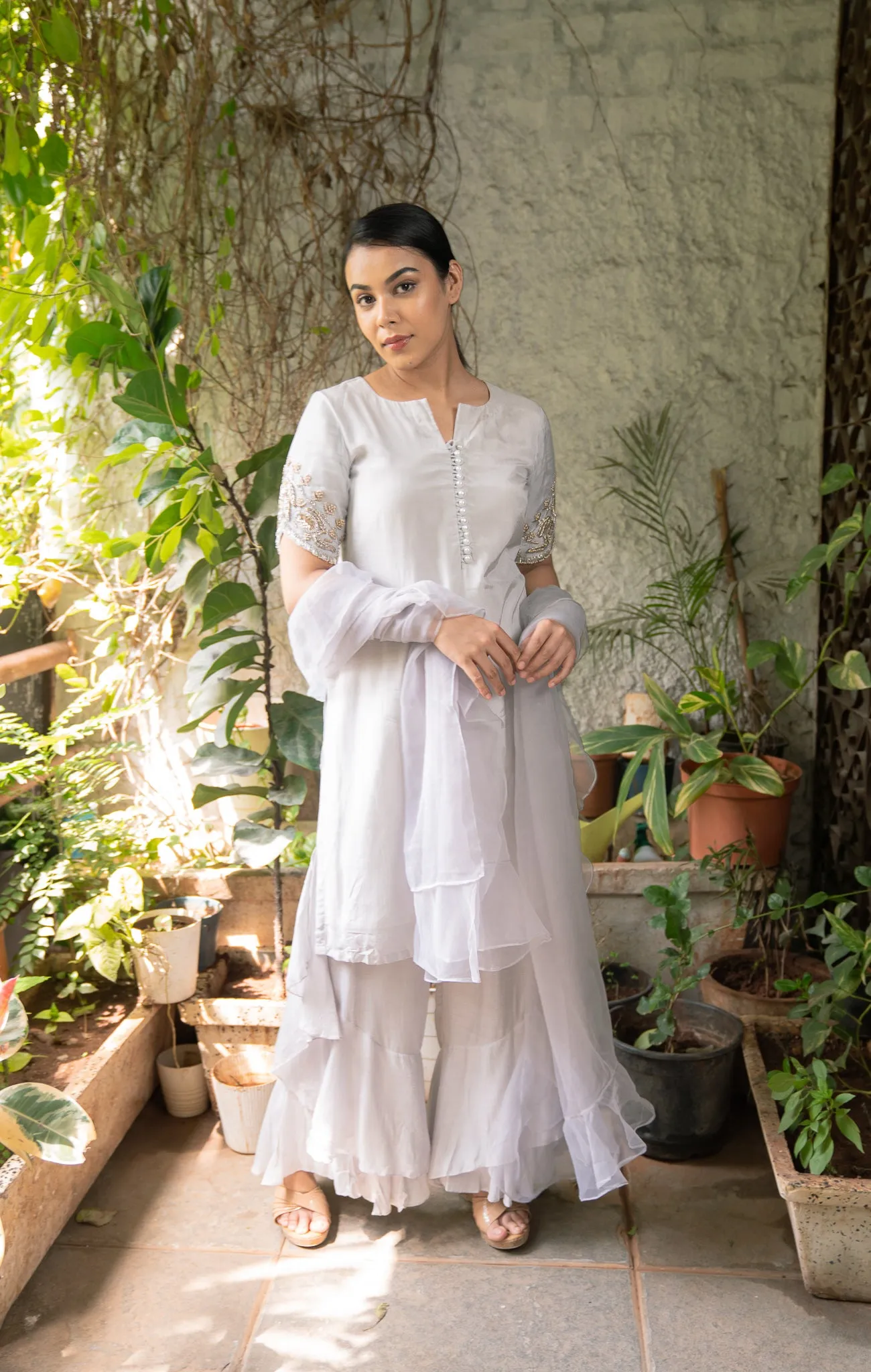Cloud Blue Fringe Kurta