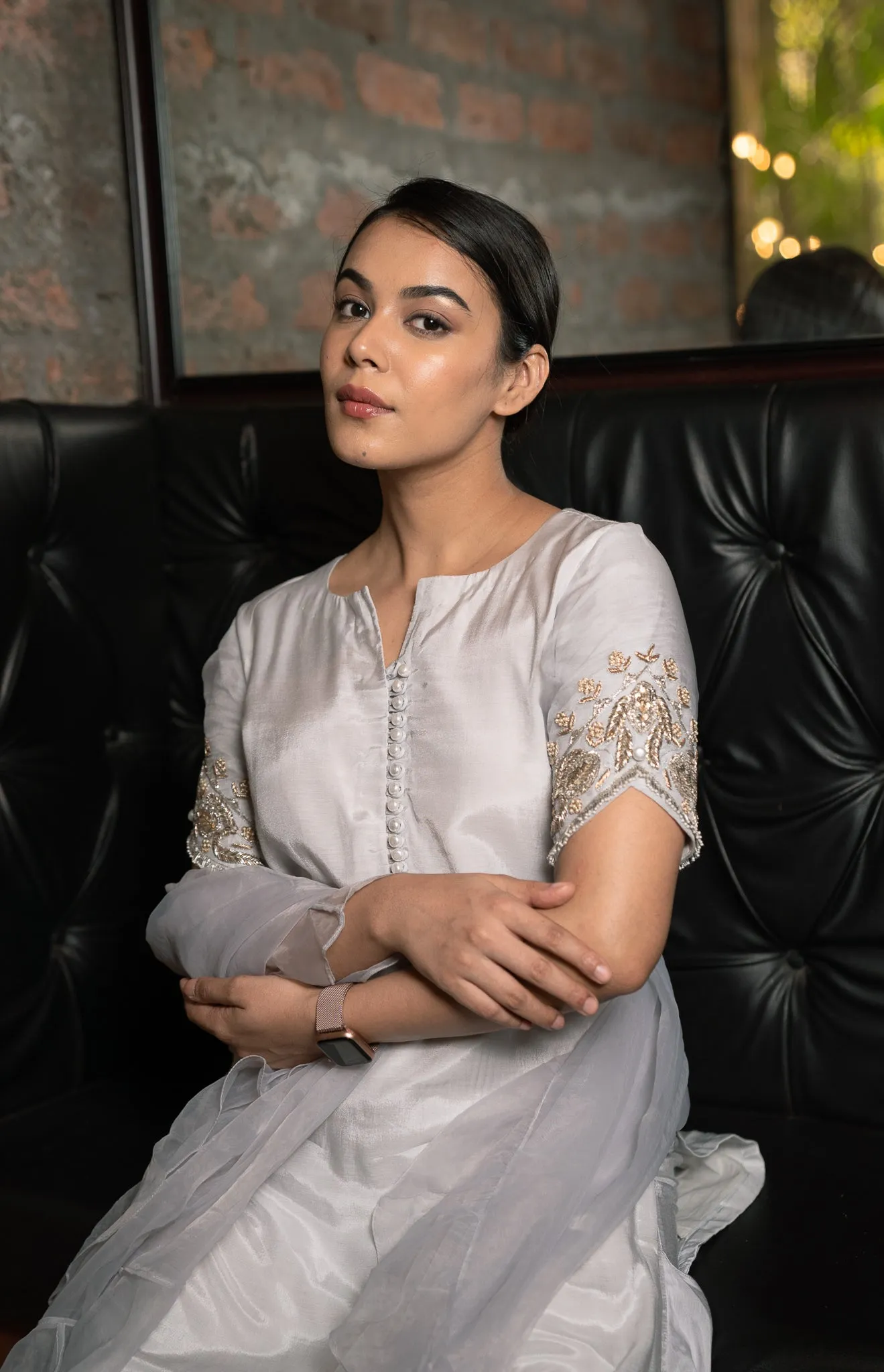 Cloud Blue Fringe Kurta