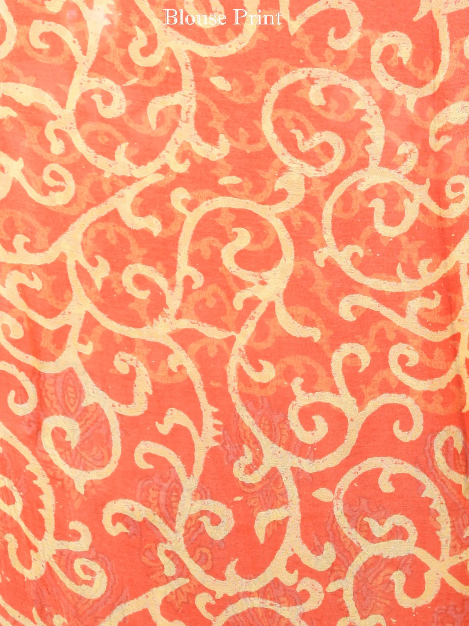 Coral Green Hand Block Printed Chiffon Saree with Zari Border - S031703438