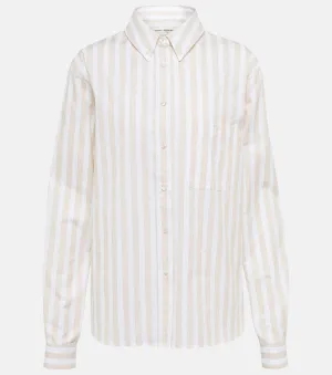 Cotton poplin striped shirt SAINT LAURENT, beige