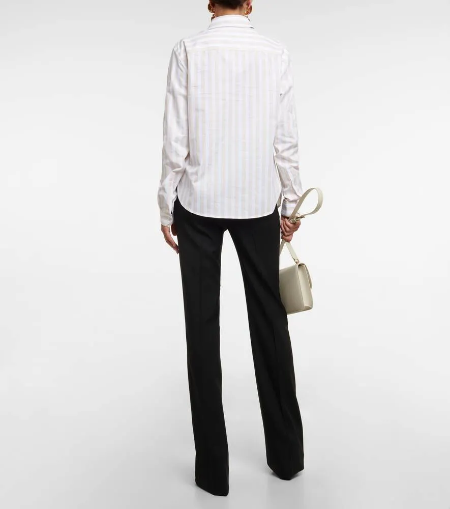 Cotton poplin striped shirt SAINT LAURENT, beige