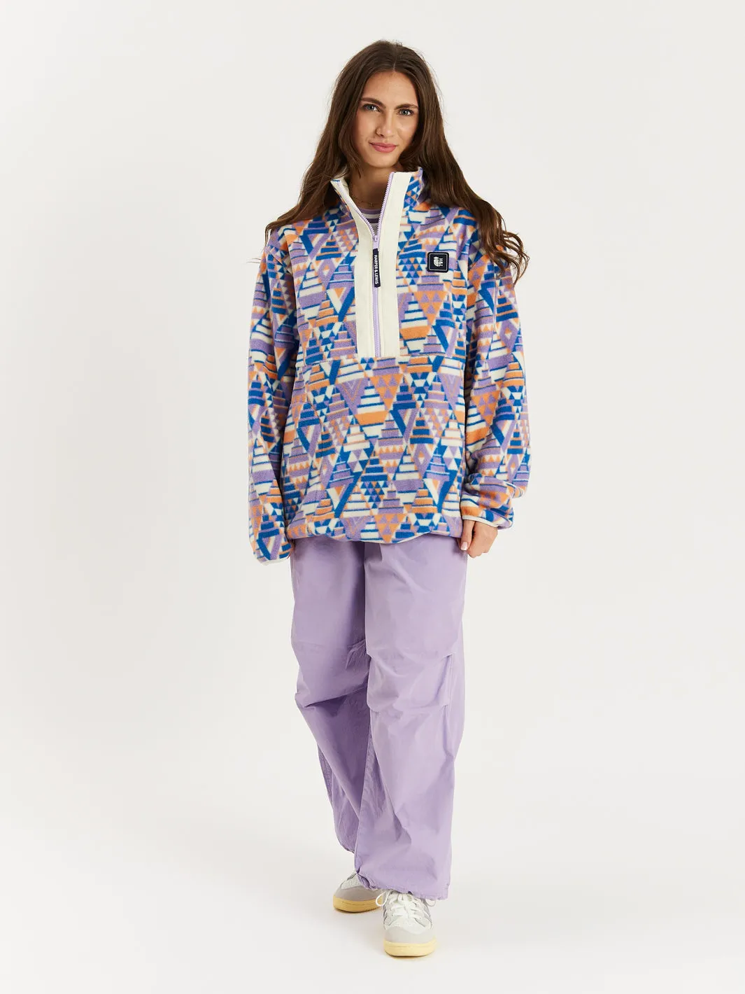 Dara Retro Pattern 1/2 Zip Fleece