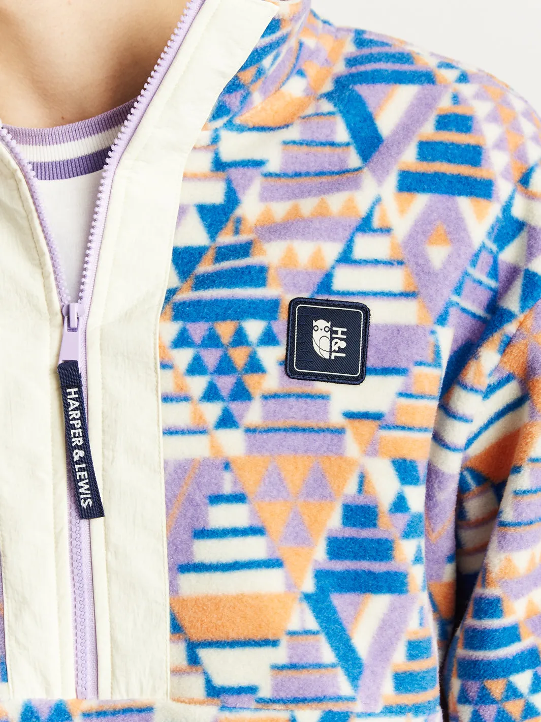 Dara Retro Pattern 1/2 Zip Fleece