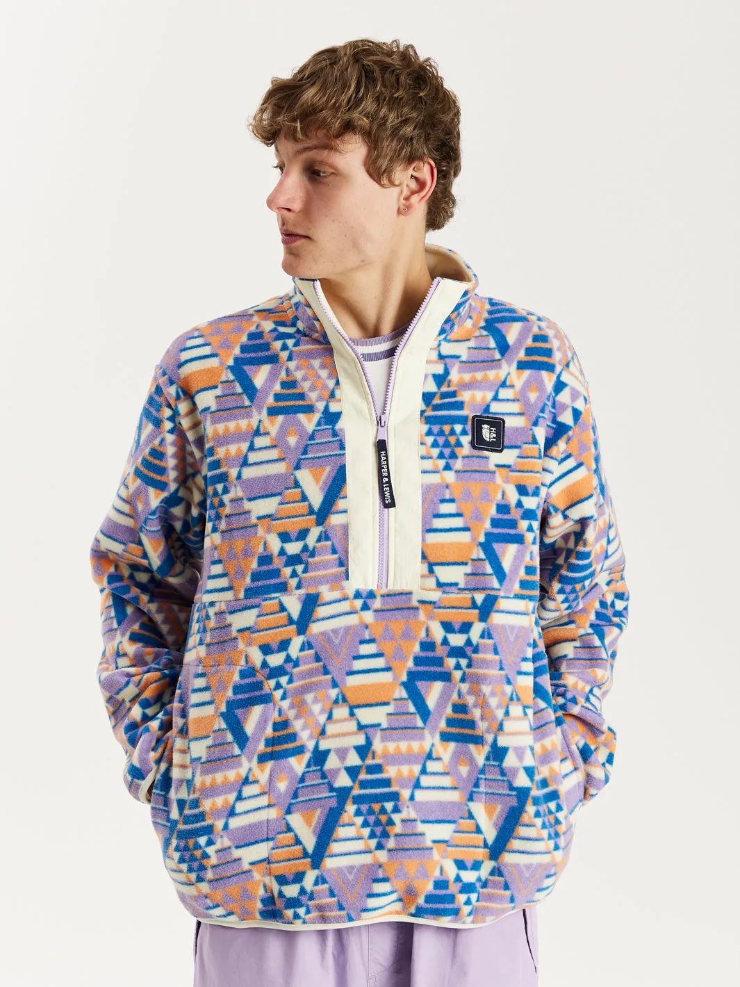 Dara Retro Pattern 1/2 Zip Fleece