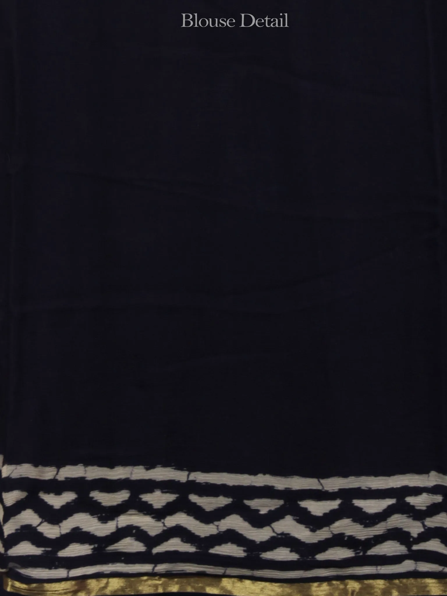 Deep Indigo Ivory Hand Block Printed Chiffon Saree - S031702094