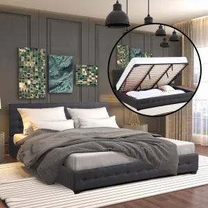 Eden Double Gas Lift Bed - Dark Grey