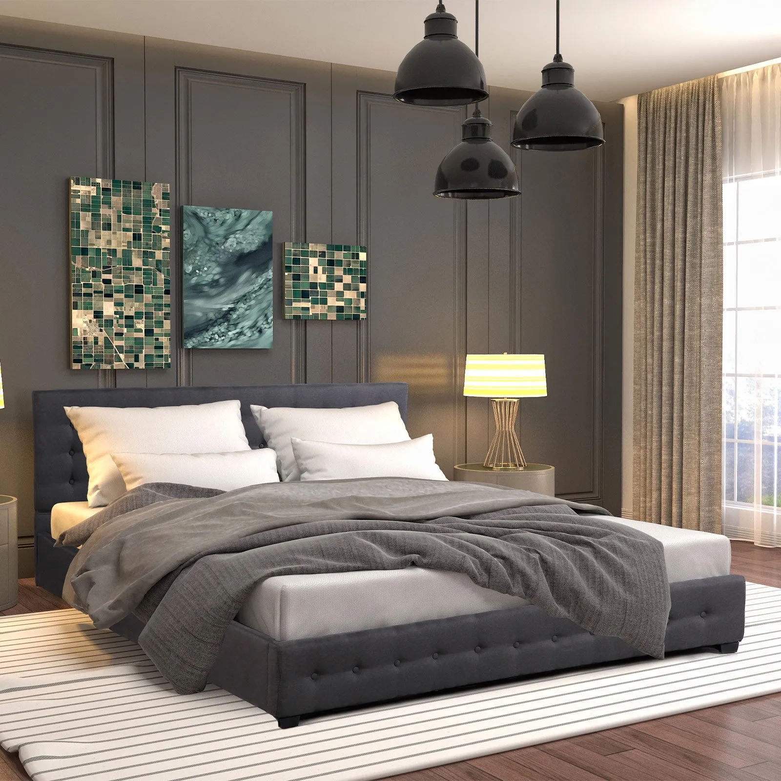 Eden Double Gas Lift Bed - Dark Grey