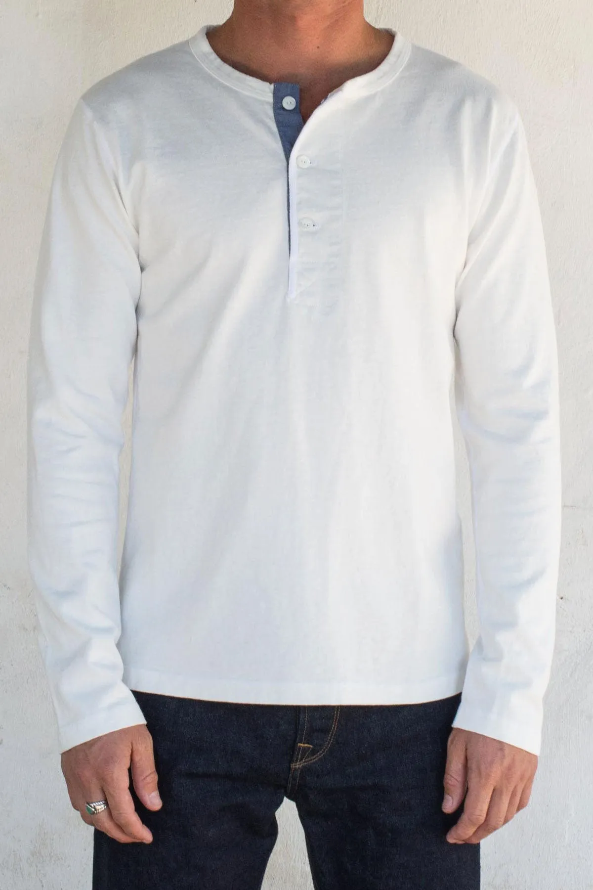 Freenote Cloth - 13 Ounce Henley - L/S White