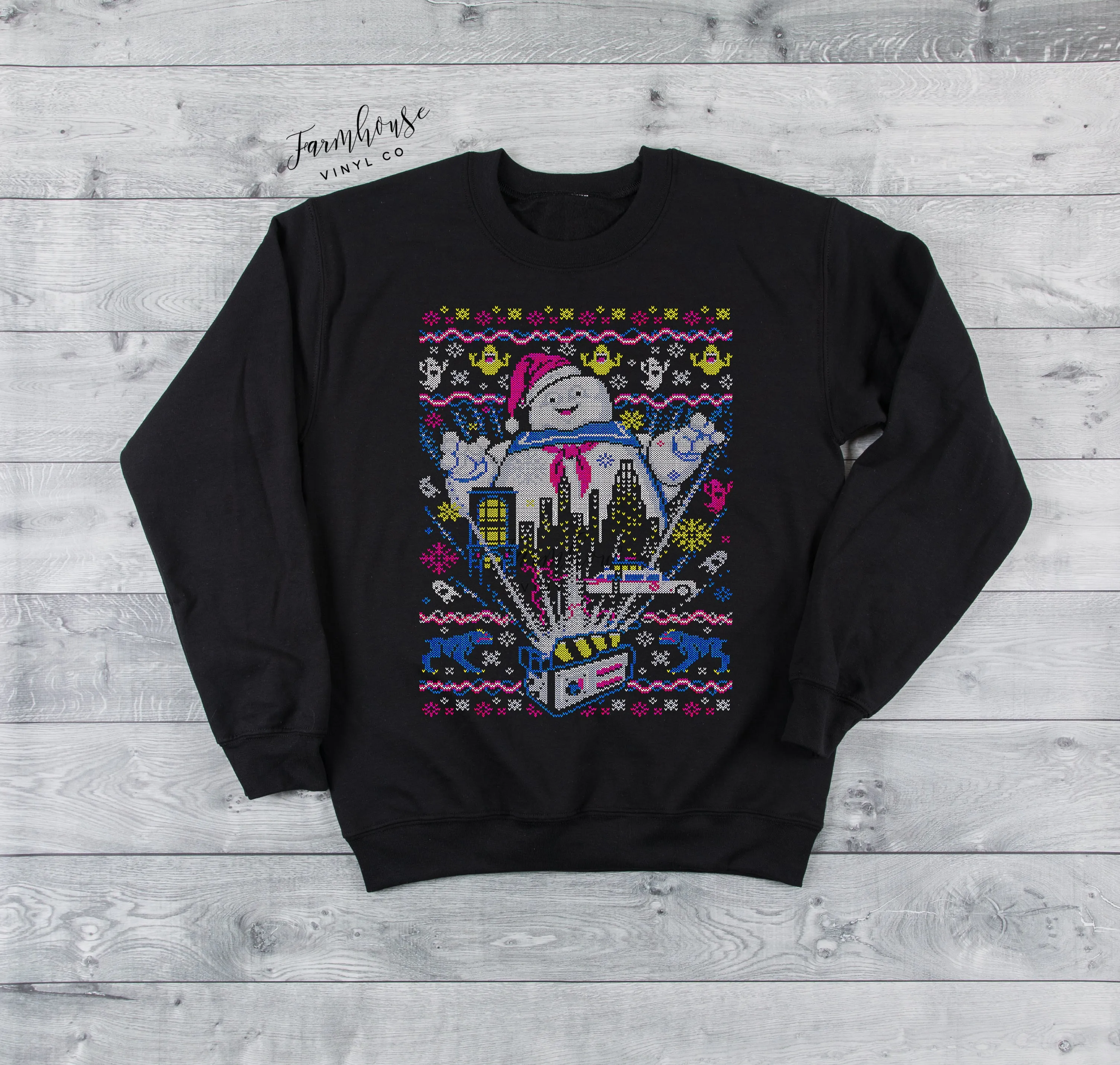 Ghostbuster's Stay Puft Marshmallow Man Ugly Christmas Sweatshirt