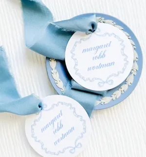 Gingham Ribbon Round Gift Tag