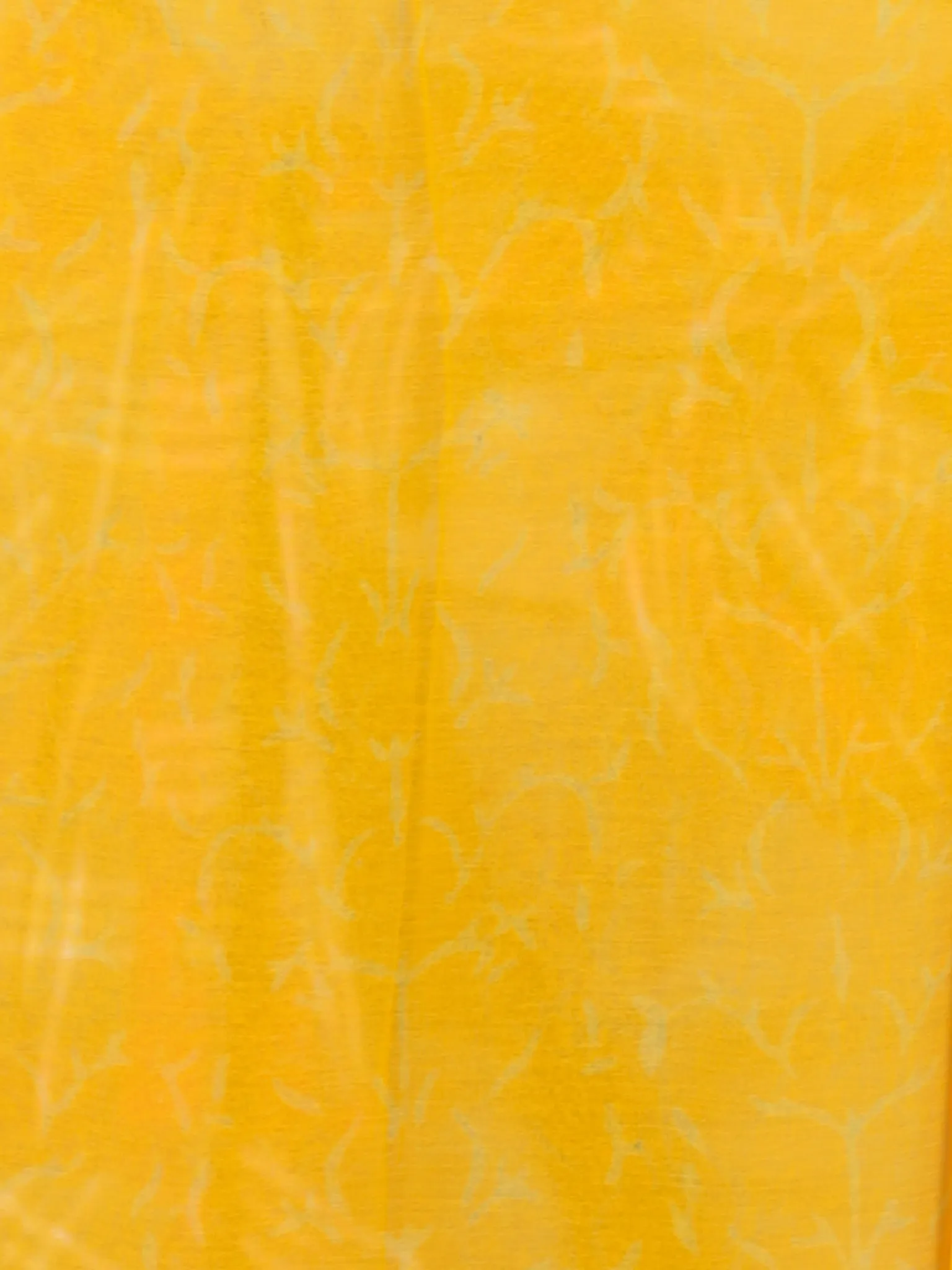 Golden Yellow Orange Hand Block Printed Chiffon Saree with Zari Border - S031702749
