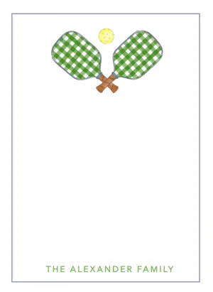 Green Gingham Pickleball Notepad