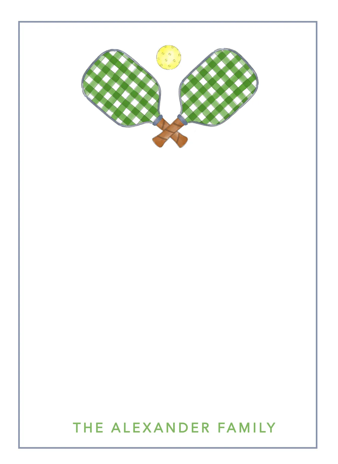 Green Gingham Pickleball Notepad