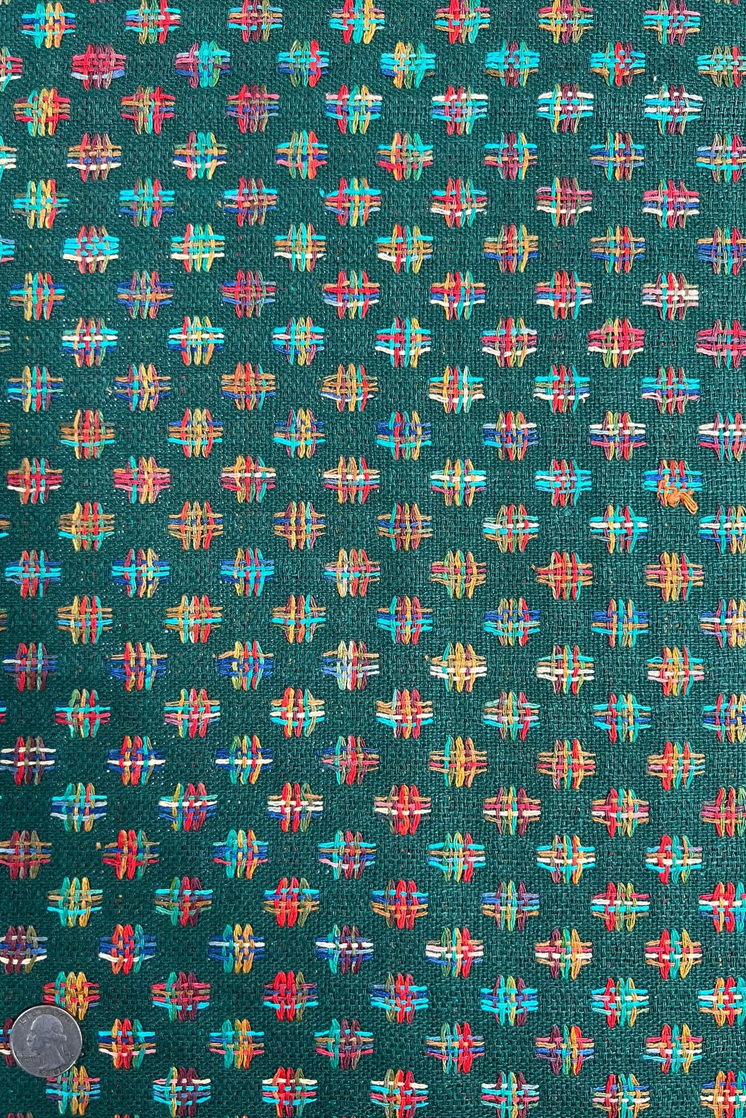 Green Multicolor Silk Tweed Fabric