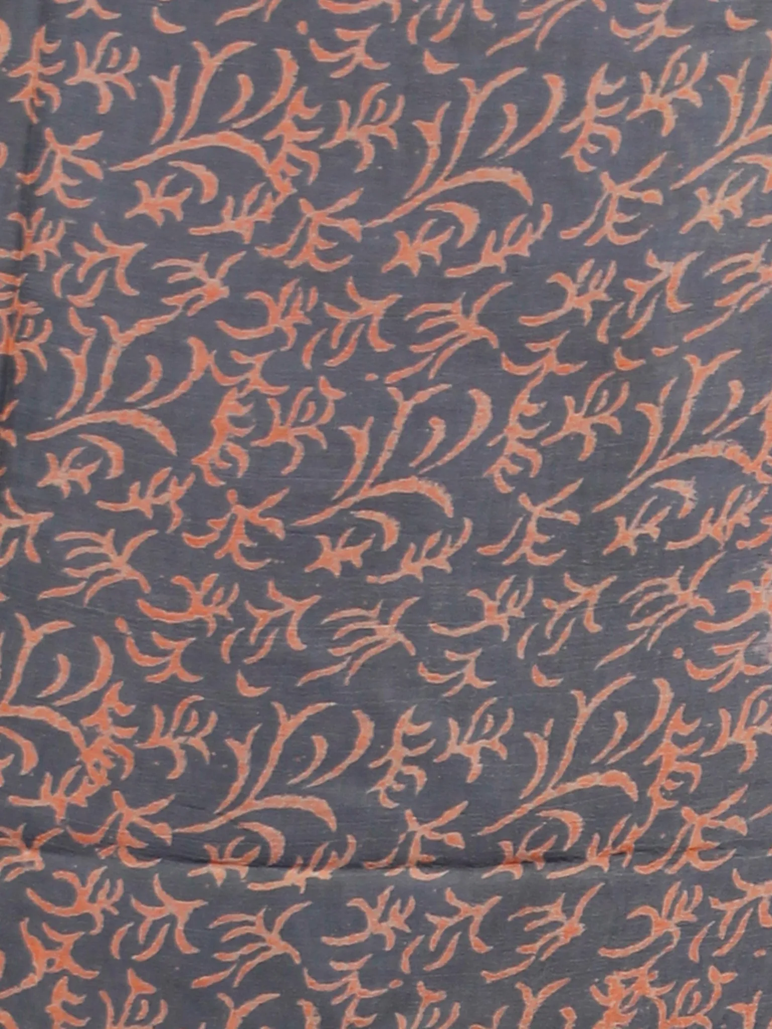 Grey Coral Lime Hand Block Printed Chiffon Saree with Zari Border - S031702790