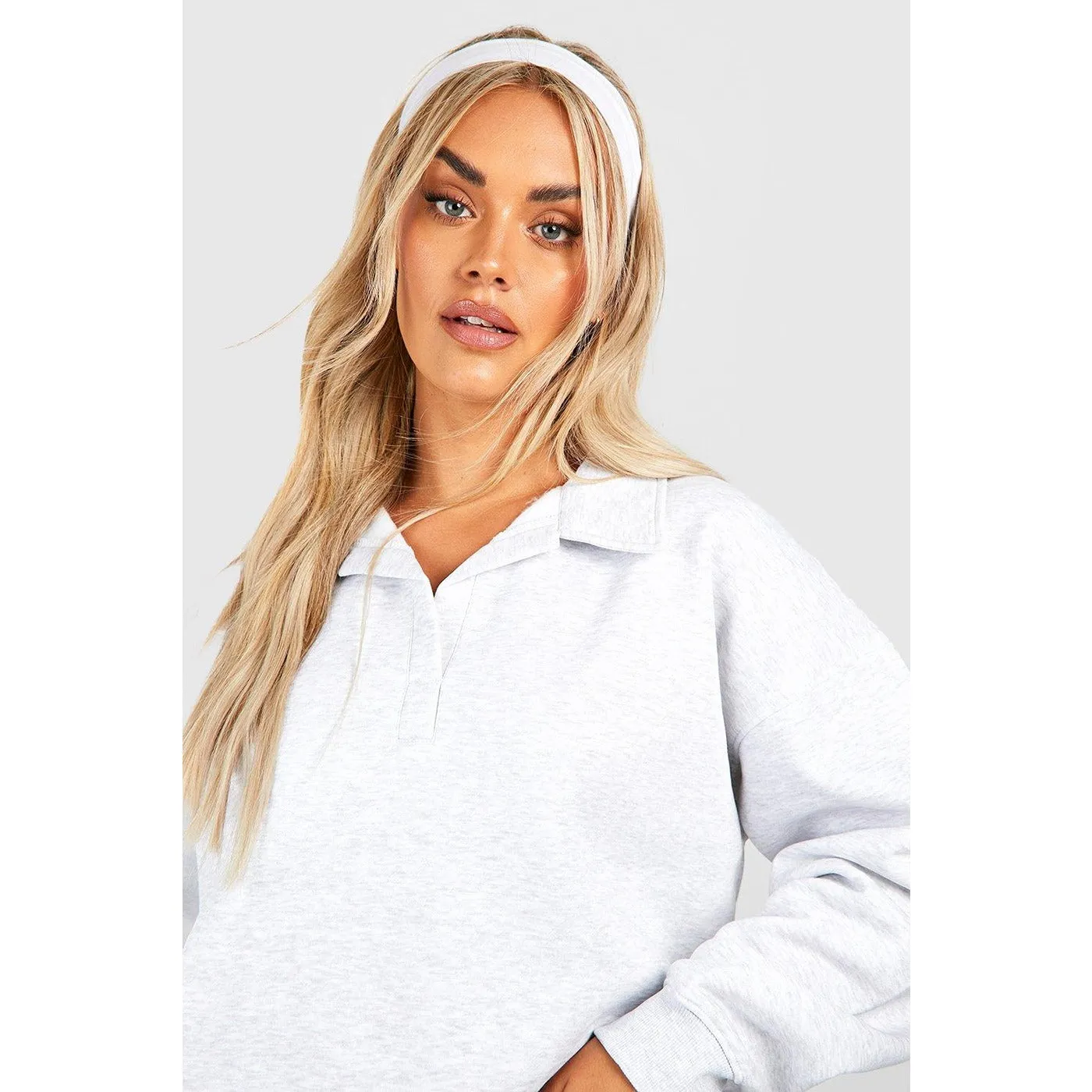 Grey Oversized Collared Sweatshirt