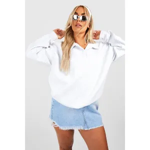 Grey Oversized Collared Sweatshirt
