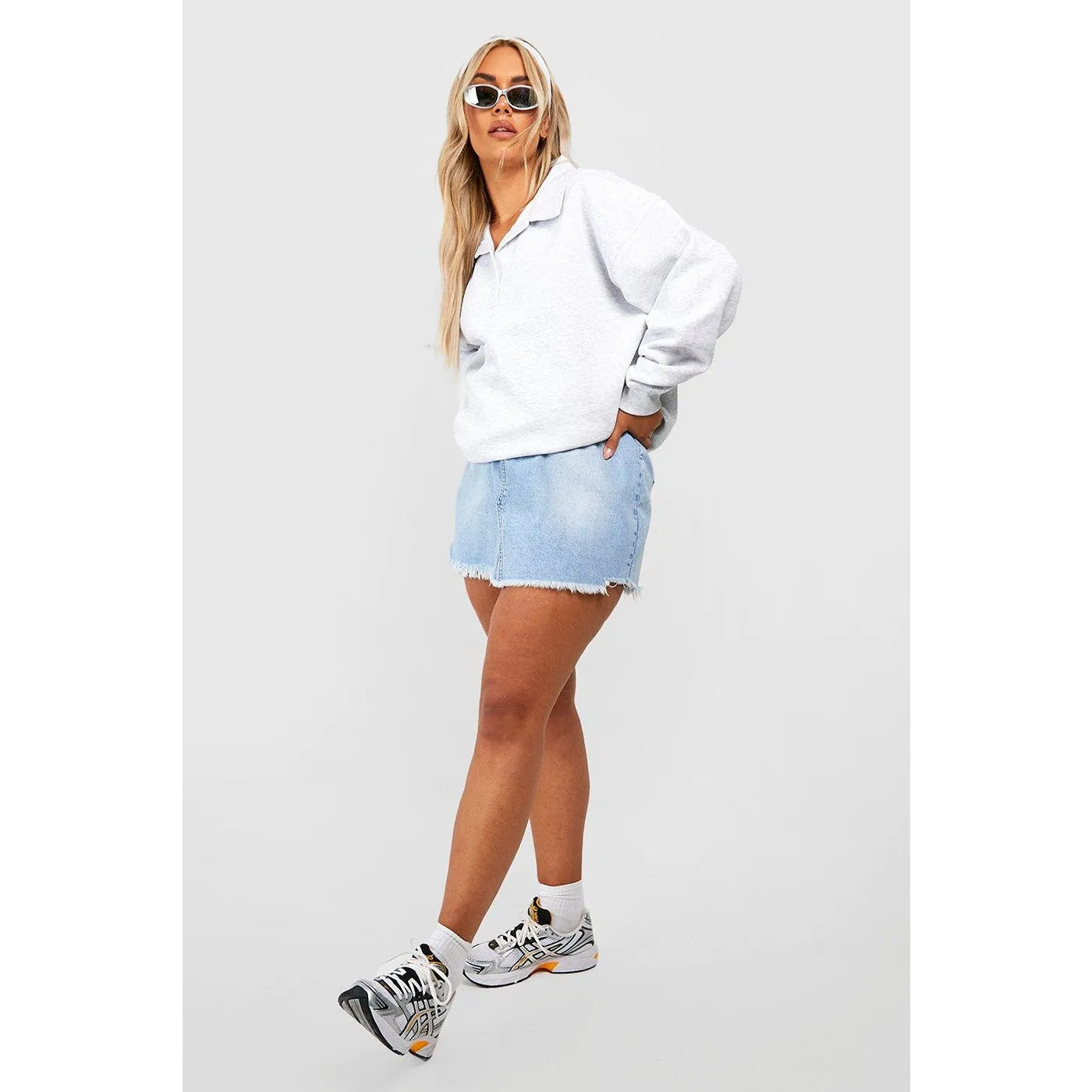 Grey Oversized Collared Sweatshirt