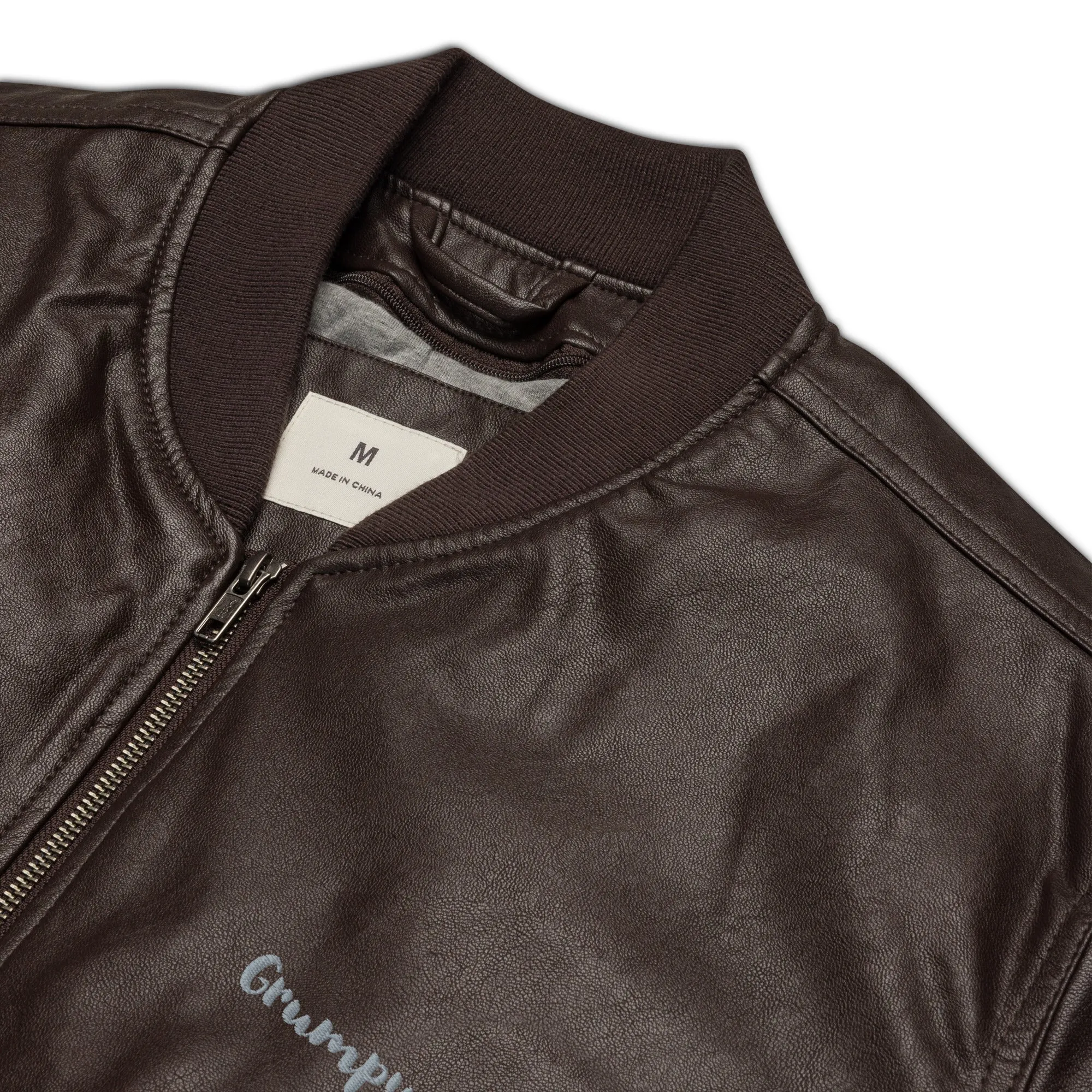 Grumpy shag Leather Bomber Jacket