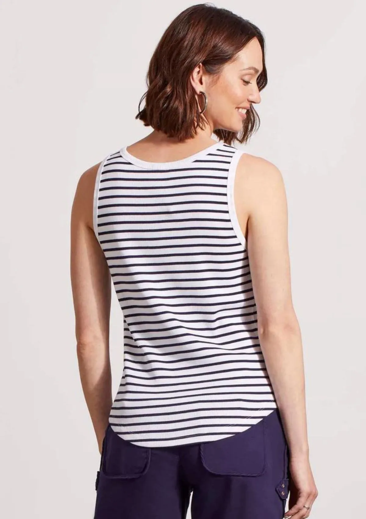 Henley Tank Top with Buttons - Nautical Stripe