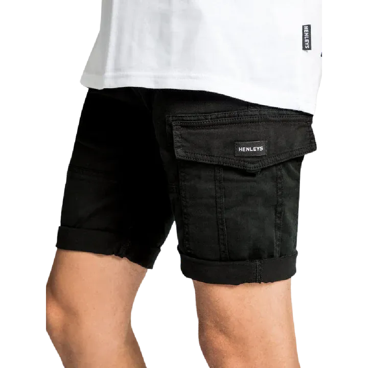 HENLEYS LEON CARGO SHORT - BLACK