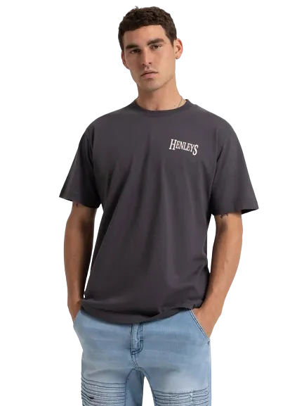 HENLEYS PANORAMIC T-SHIRT - MENS - COAL