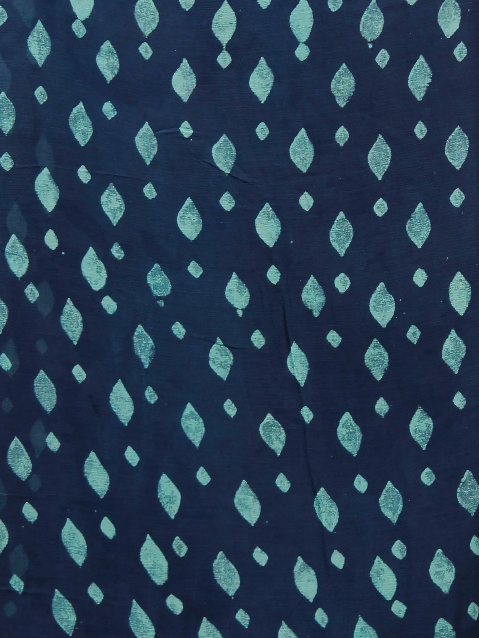 Indigo Blue Hand Block Printed Chiffon Saree with Zari Border - S031702805
