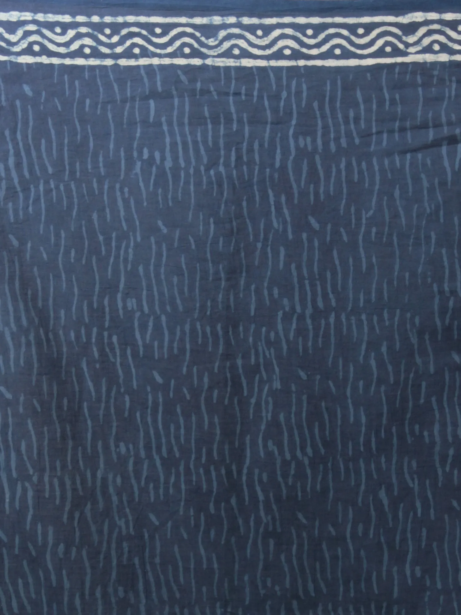 Indigo Ivory Hand Block Printed in Natural Colors Cotton Mul Saree - S031702011