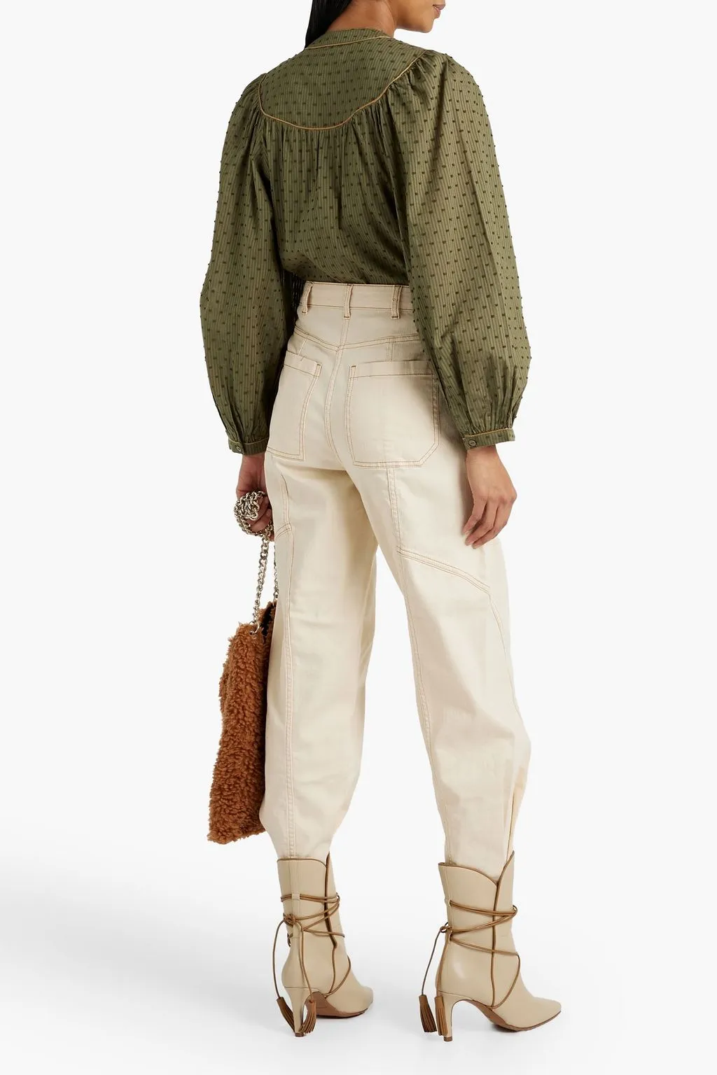 Keena blouse in cotton jacquard striped fil coupe JOIE, green
