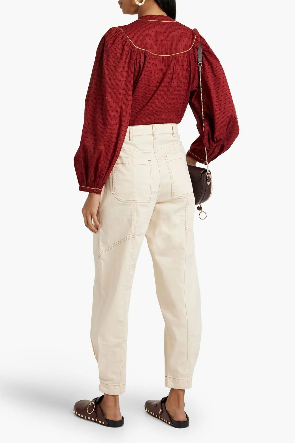 Keena blouse in cotton jacquard striped fil coupe JOIE, red