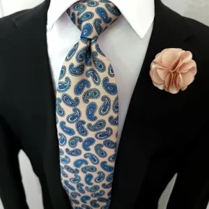 Khaki Blue Paisley Tie