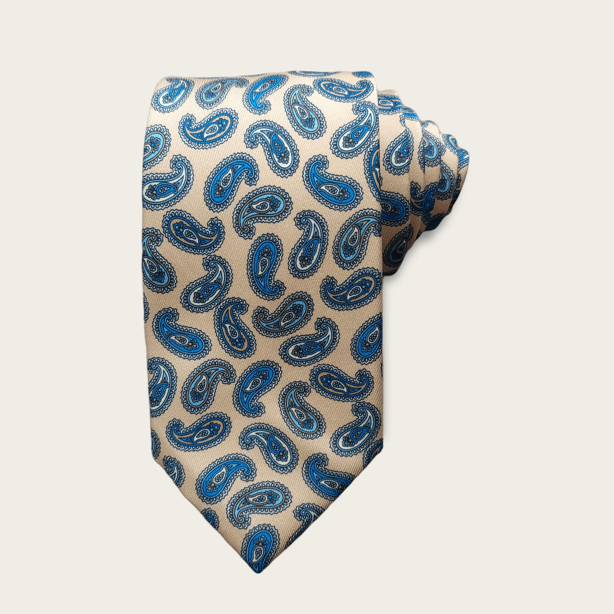 Khaki Blue Paisley Tie