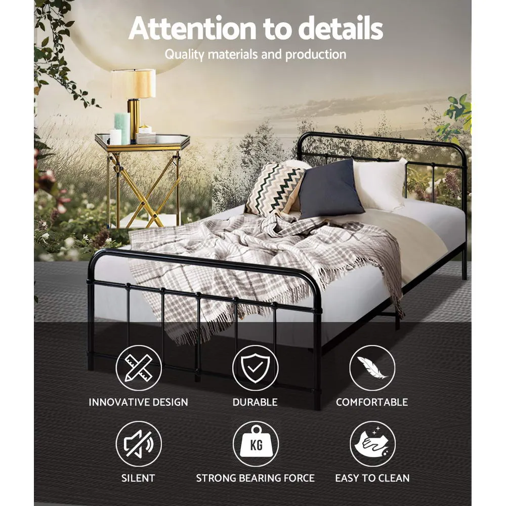 Leo Metal King Single Bed Frame Black