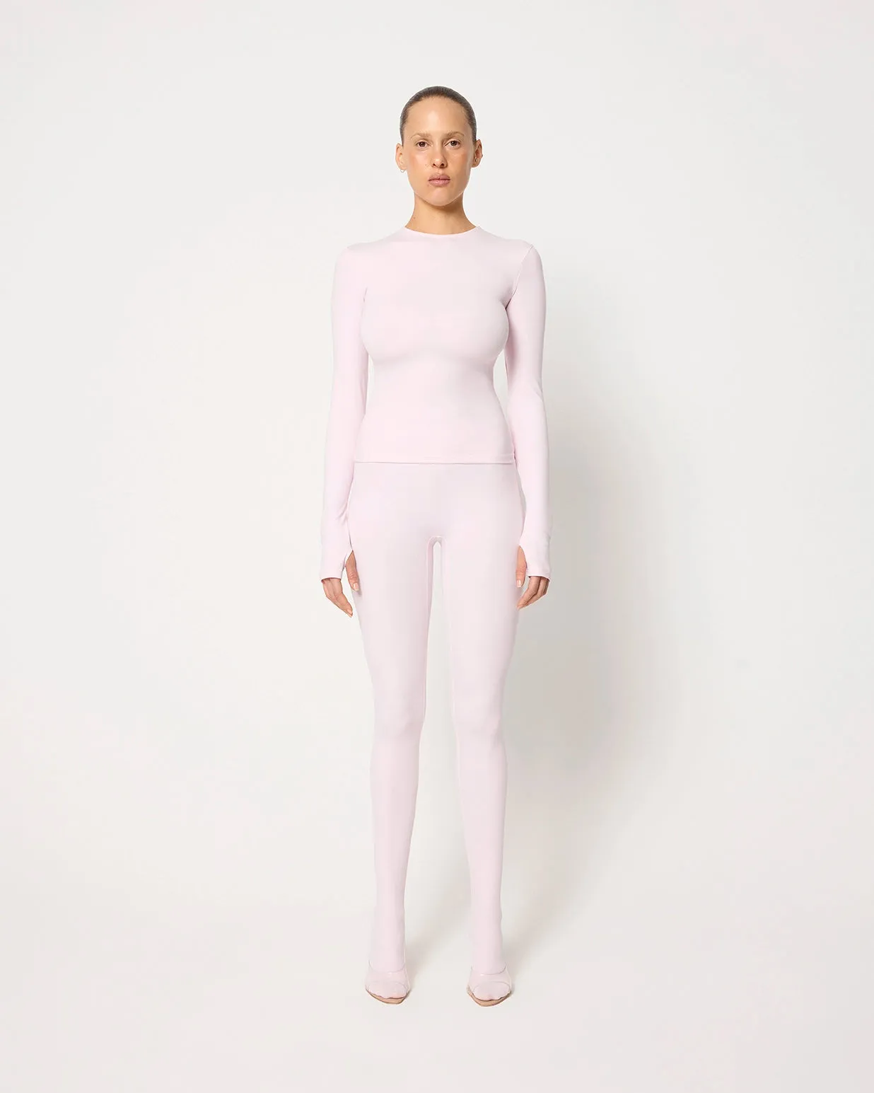 Long Sleeve Thumb Hole Tee | Powder Pink